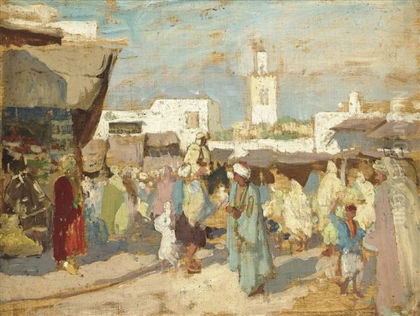 Eastern Bazaar Oil Painting by Roger Fry