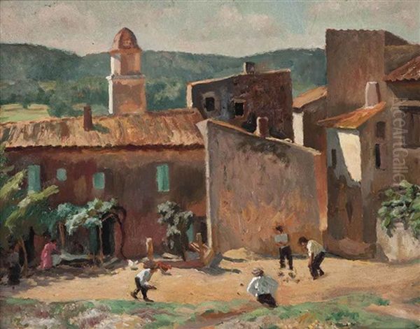 Game Of Boules Oil Painting by Roger Fry