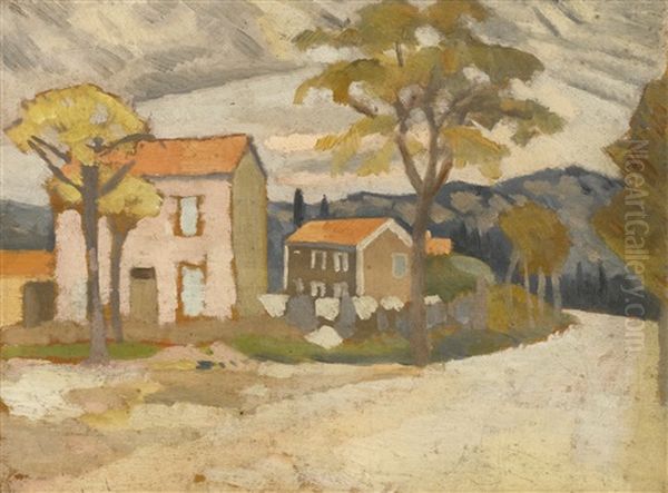 Landscape With Houses, France Oil Painting by Roger Fry