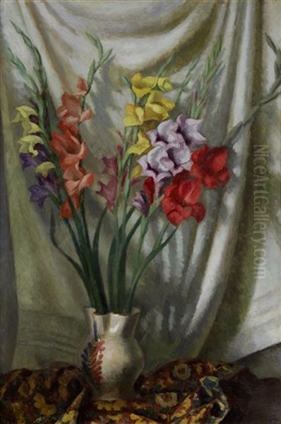 Still Life With Gladioli Oil Painting by Roger Fry