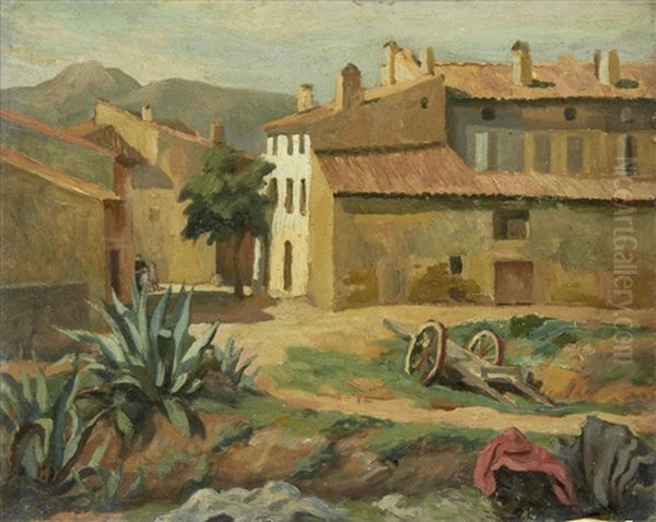 An Italian Village Oil Painting by Roger Fry