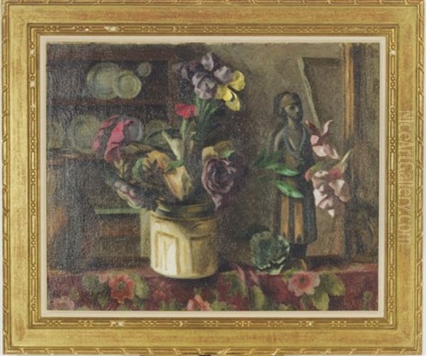 Still Life With African Figure Oil Painting by Roger Fry