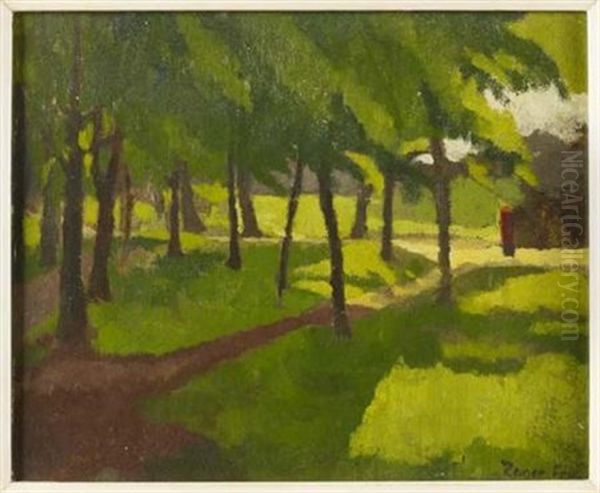 Trees In Sunlight Oil Painting by Roger Fry