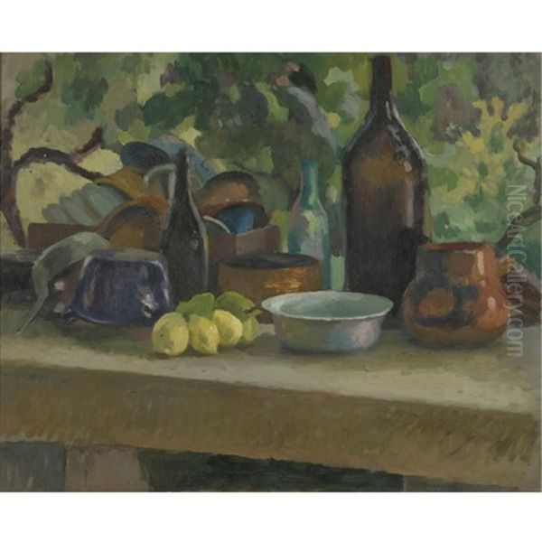 Still Life With Lemons And Casserole Oil Painting by Roger Fry