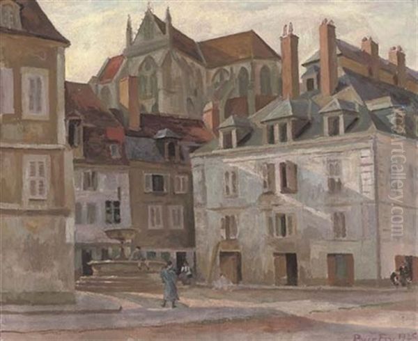 A Town Centre, France Oil Painting by Roger Fry