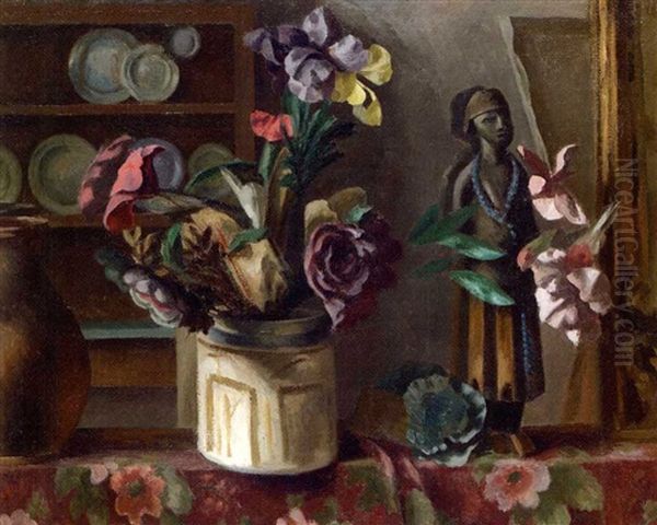 Still Life With African Figure Oil Painting by Roger Fry