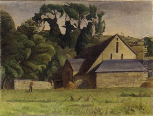 Barn In Sussex Oil Painting by Roger Fry