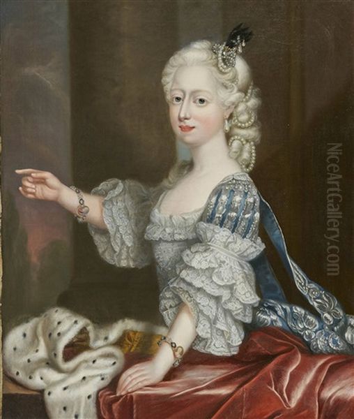 Portrait Of The Duchess Of Brunswyck Oil Painting by Thomas Frye