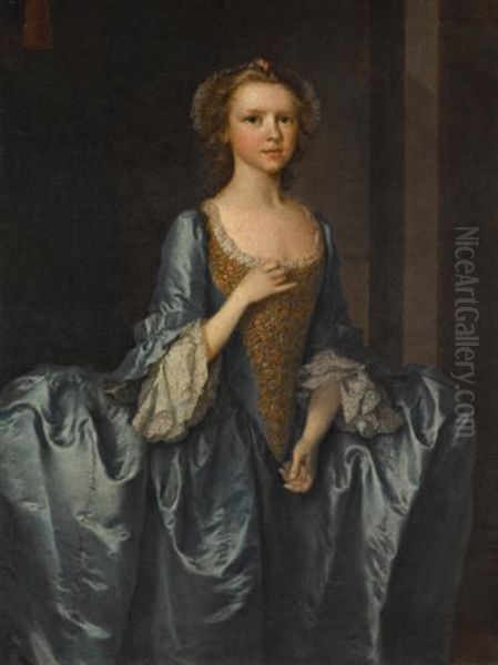 Portrait Of Mrs. Hibbert, When A Girl Oil Painting by Thomas Frye