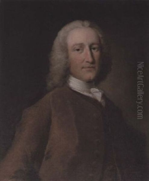 Portrait Of A Gentleman In A Brown Coat With A White Cravat Oil Painting by Thomas Frye