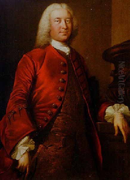 Portrait Of A Gentleman Standing By A Pedestal And An Urn Oil Painting by Thomas Frye