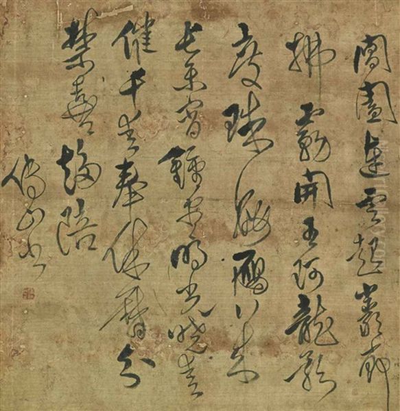 Five-character Poem In Cursive Script Oil Painting by  Fu Shan