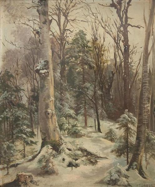 Foret Sous La Neige Oil Painting by Carl Fuchs