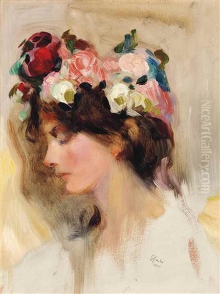 The Flower Garland Oil Painting by Emile Fuchs