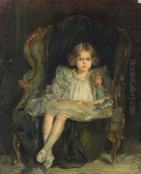 Little Betty And Her Doll Oil Painting by Emile Fuchs