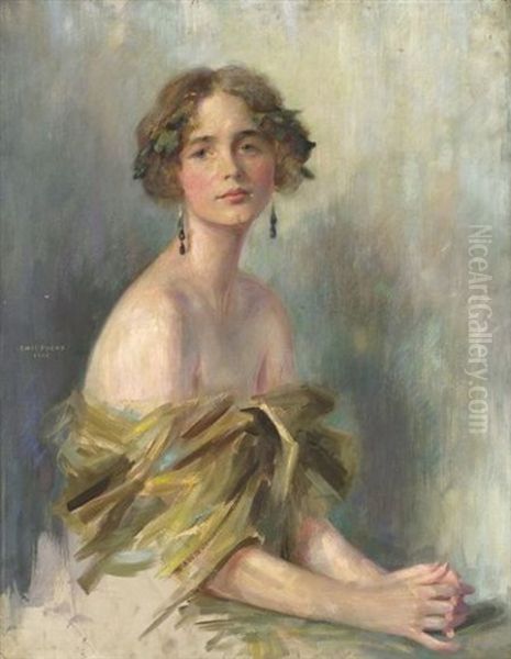 A Young Juno (miss Ellen Kamerly) Oil Painting by Emile Fuchs