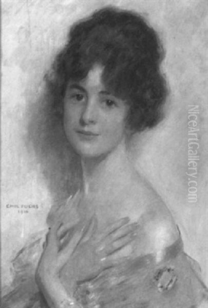 Portrait Of Mrs. E. J. Nolan Oil Painting by Emile Fuchs