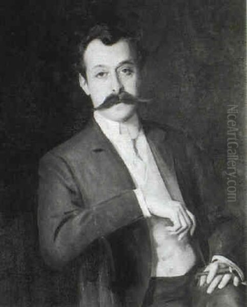 Portrait Of A Gentleman, Half Length, Holding A Cigar Oil Painting by Emile Fuchs