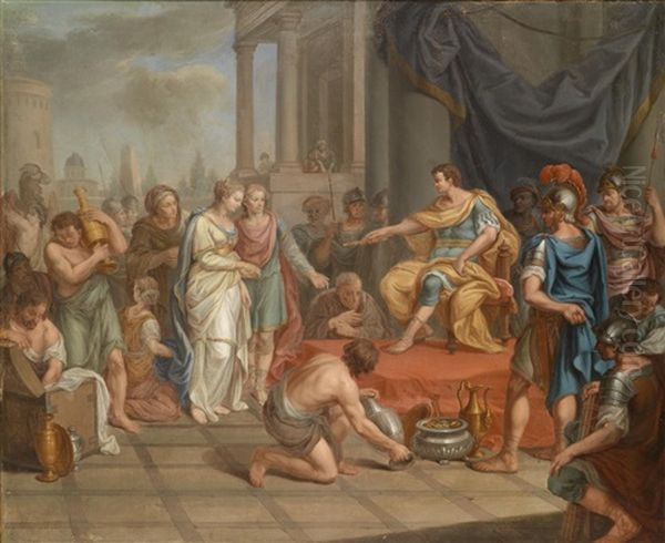 Die Enthaltsamkeit Des Scipio (nach Livius Xxvi, 50) Oil Painting by Georg Mathias Fuchs