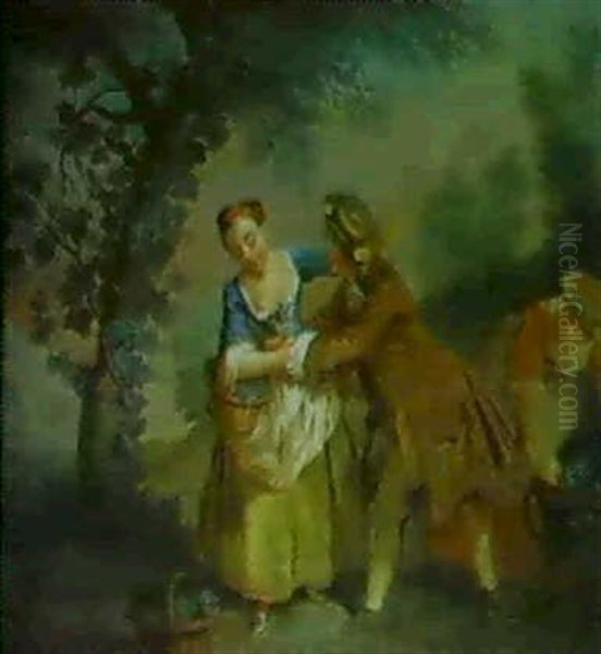 Der Zudringliche Freier, Allegorie Des Herbstes Oil Painting by Georg Mathias Fuchs