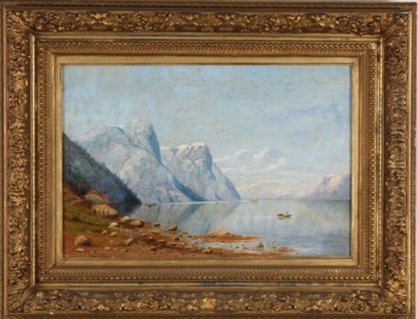 Landscape With Snow Capped Mountains Oil Painting by Therese Fuchs