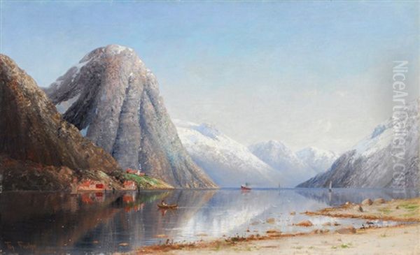 Fjord Landscape Oil Painting by Therese Fuchs