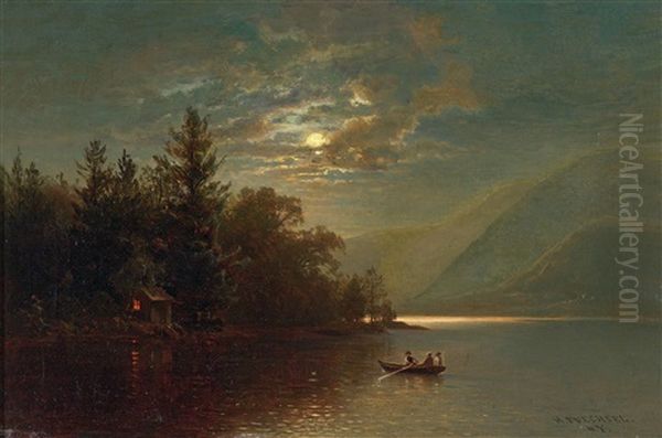 Mondnacht Am See Oil Painting by Hermann Fuechsel