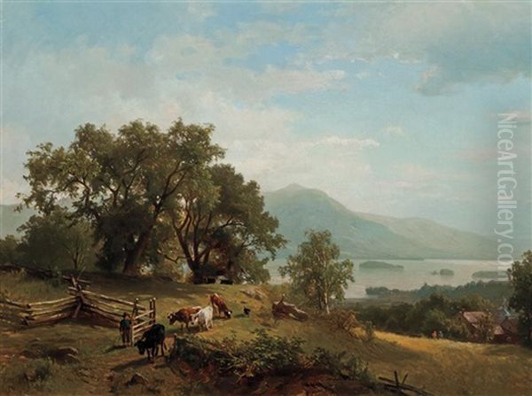 Scene On The Hudson Oil Painting by Hermann Fuechsel