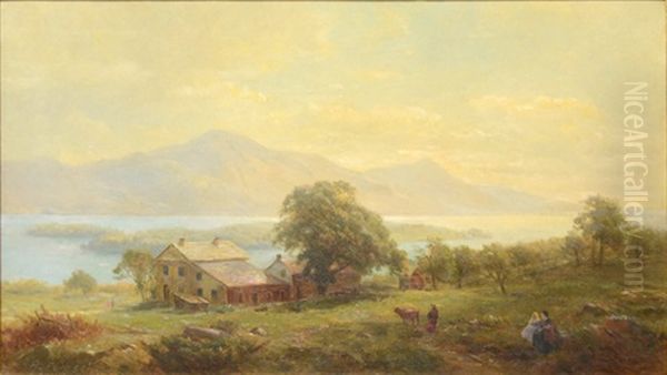 Homestead At Lake George Oil Painting by Hermann Fuechsel