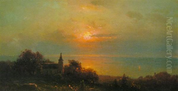 Sunset Glow Oil Painting by Hermann Fuechsel