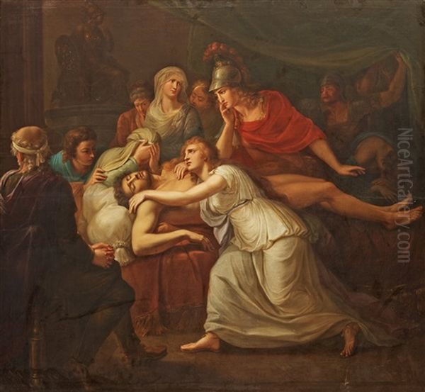 Andromache Lamenting The Death Of Hector Oil Painting by Friedrich Heinrich Fueger