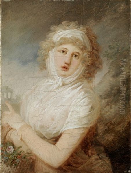 Dame Mit Blumenkorb Oil Painting by Friedrich Heinrich Fueger