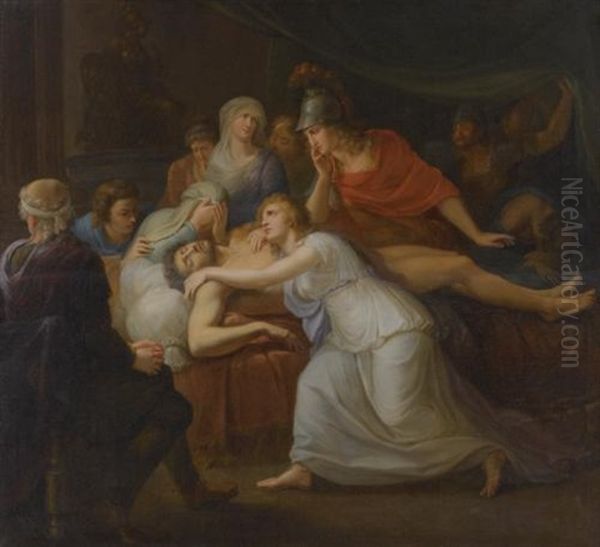 Andromache Lamenting The Death Of Hector Oil Painting by Friedrich Heinrich Fueger