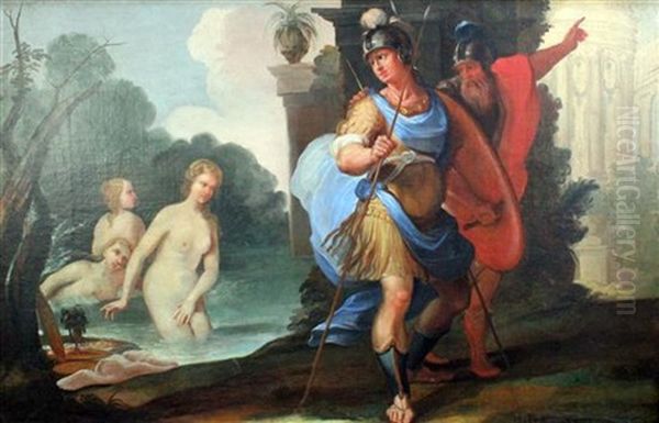 Telemachus And Mentor With Calypso (circe) Oil Painting by Friedrich Heinrich Fueger