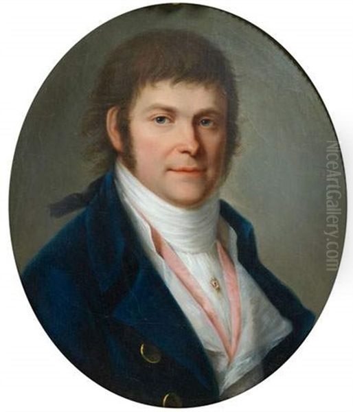 Portrait D'homme En Redingote Bleue Oil Painting by Friedrich Heinrich Fueger