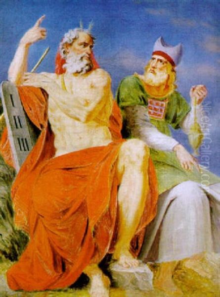 Moses Und Aaron Oil Painting by Friedrich Heinrich Fueger