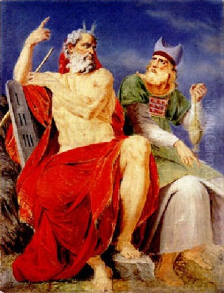 Moses Und Aaron Oil Painting by Friedrich Heinrich Fueger