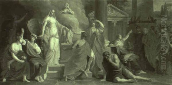 Iphegenie Empf,ngt Orest Und Pylades Oil Painting by Friedrich Heinrich Fueger