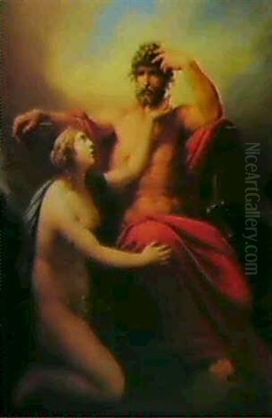 Thetis Bittet Zeus Um Waffen Fur Achilles Oil Painting by Friedrich Heinrich Fueger