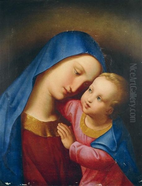 The Virgin And Child Oil Painting by Josef von Fuehrich