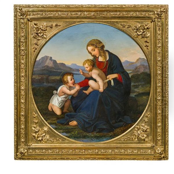 Madonna Im Grunen Mit Jesuskind Und Johannesknaben Oil Painting by Josef von Fuehrich