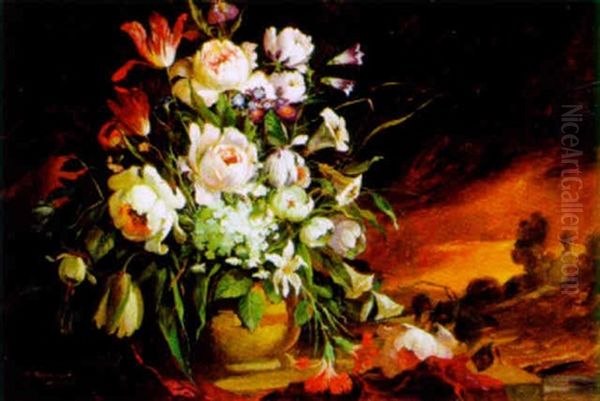 Blumenstraus In Einer Landschaft Oil Painting by Max Fuhrmann