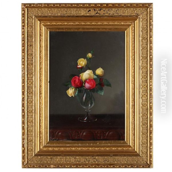 Still Life With Roses Oil Painting by Louis Guillaume Fulconis