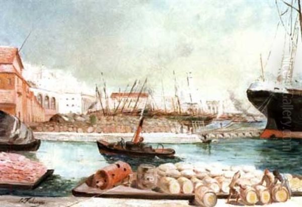 Le Port D'alger Oil Painting by Victor Fulconis