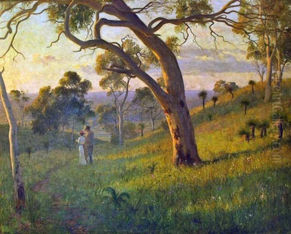 A Golden Hour Oil Painting by Florence Ada Fuller