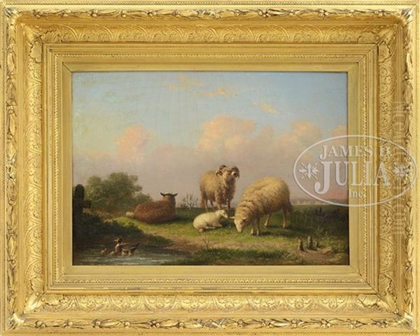 Pastoral Landscape With Sheep And Ducks Oil Painting by George F. Fuller