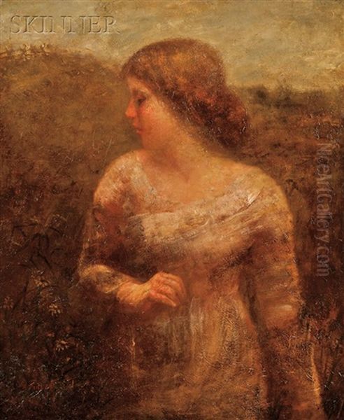 Portrait Of A Young Woman In A Field Oil Painting by George F. Fuller