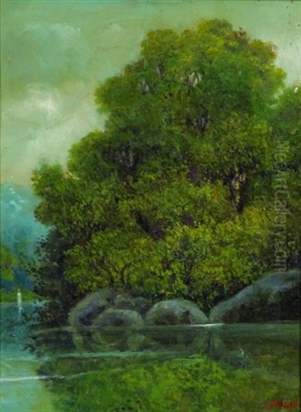 Rock Creek Oil Painting by George F. Fuller