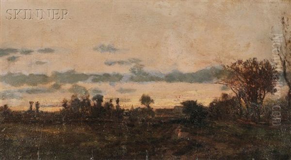 Landscape With A Figure On A Country Road Oil Painting by Richard Henry Fuller