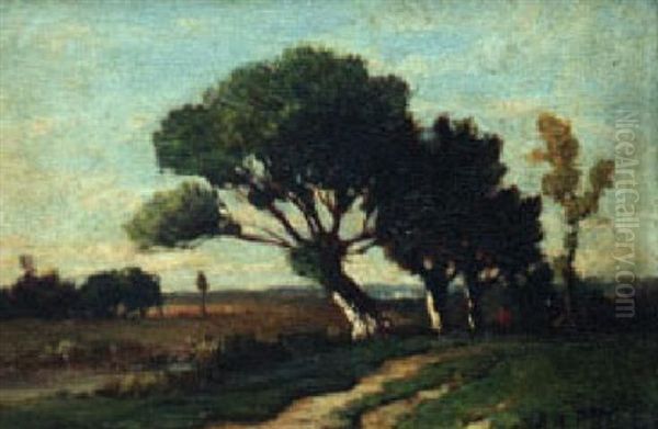 Willows Along A Country Road Oil Painting by Richard Henry Fuller